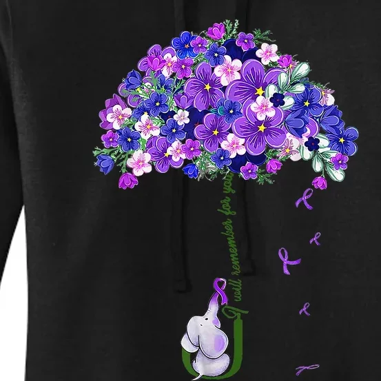 ILl Remember For You Purple Elephant AlzheimerS Women's Pullover Hoodie