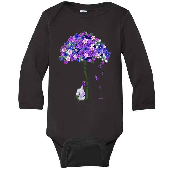 ILl Remember For You Purple Elephant AlzheimerS Baby Long Sleeve Bodysuit