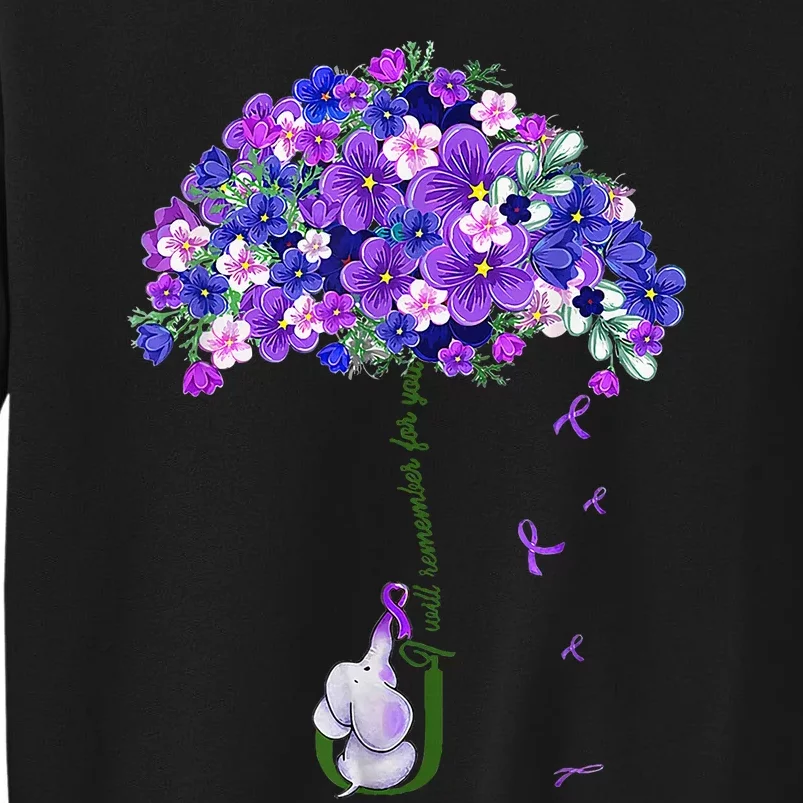 ILl Remember For You Purple Elephant AlzheimerS Tall Sweatshirt