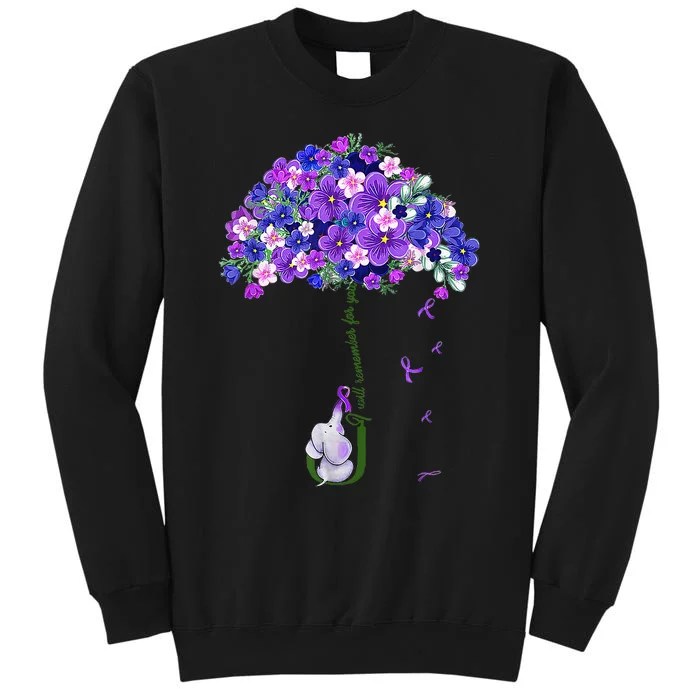 ILl Remember For You Purple Elephant AlzheimerS Tall Sweatshirt