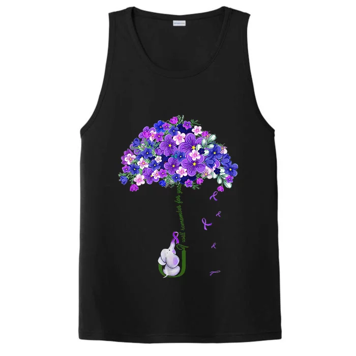 ILl Remember For You Purple Elephant AlzheimerS Performance Tank