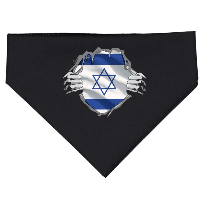 Israel Roots Flag Patriotic Israeli Heritage Patriot Day USA-Made Doggie Bandana