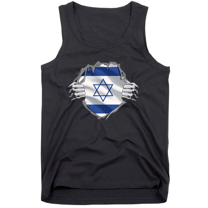 Israel Roots Flag Patriotic Israeli Heritage Patriot Day Tank Top