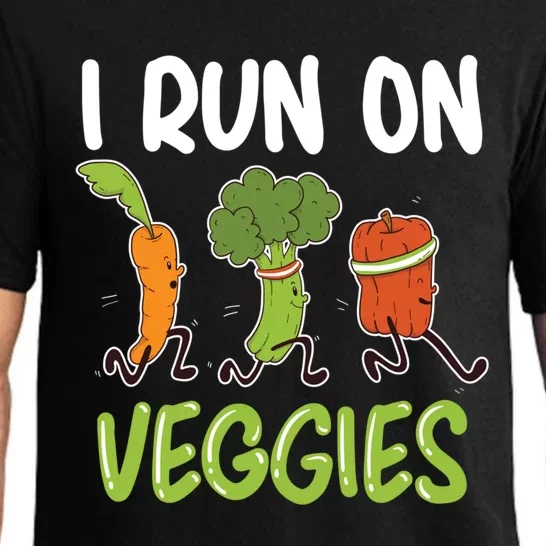 I Run For Veggies Powered By Plants Funny Vegetarian Cute Gift Pajama Set