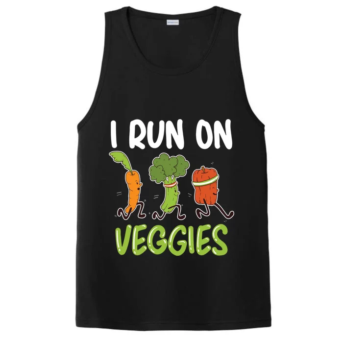 I Run For Veggies Powered By Plants Funny Vegetarian Cute Gift Performance Tank