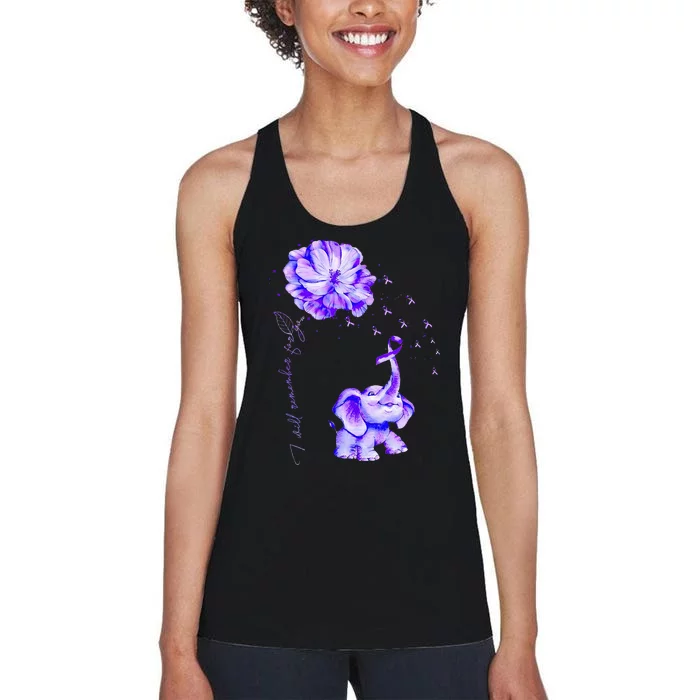 ILl Remember For You Purple Elephant AlzheimerS Awareness Women's Racerback Tank