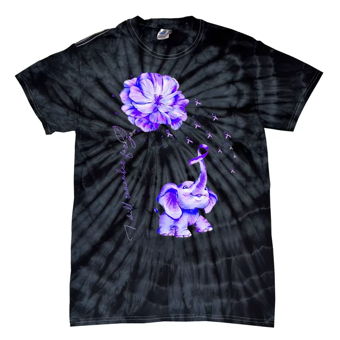 ILl Remember For You Purple Elephant AlzheimerS Awareness Tie-Dye T-Shirt