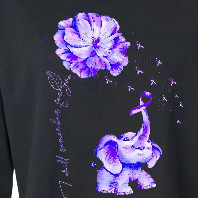 ILl Remember For You Purple Elephant AlzheimerS Awareness Cropped Pullover Crew