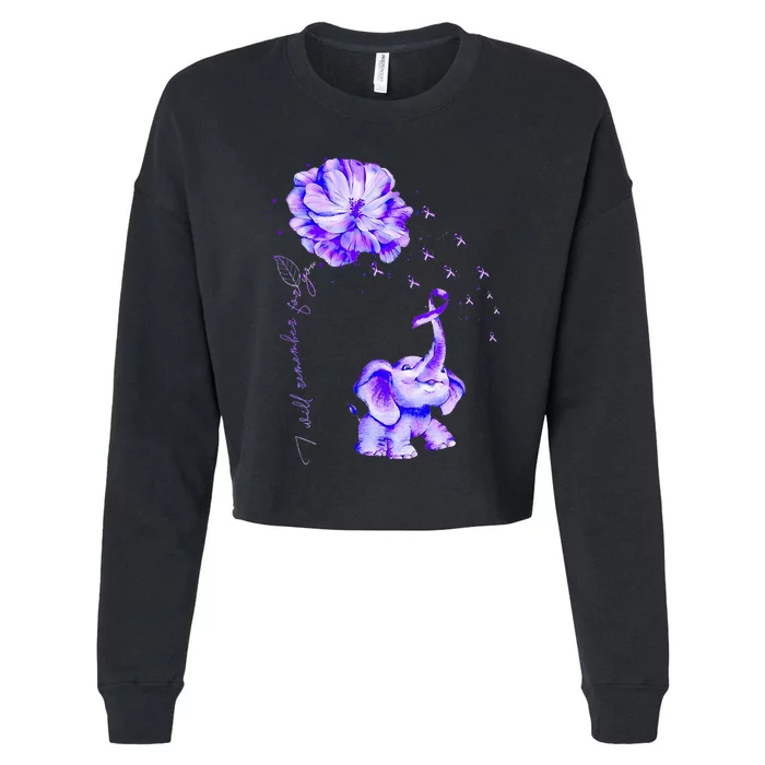 ILl Remember For You Purple Elephant AlzheimerS Awareness Cropped Pullover Crew