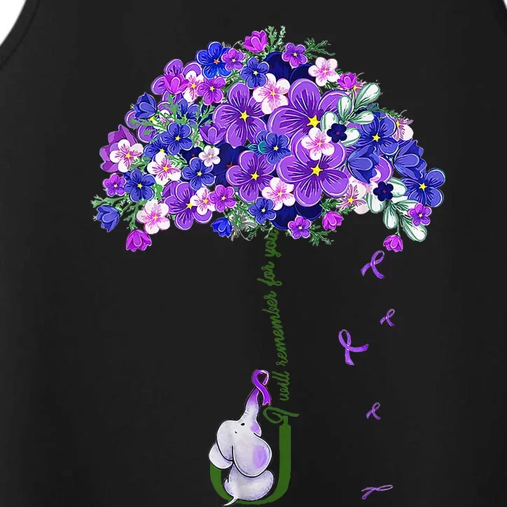 ILl Remember For You Purple Elephant AlzheimerS Awareness Performance Tank