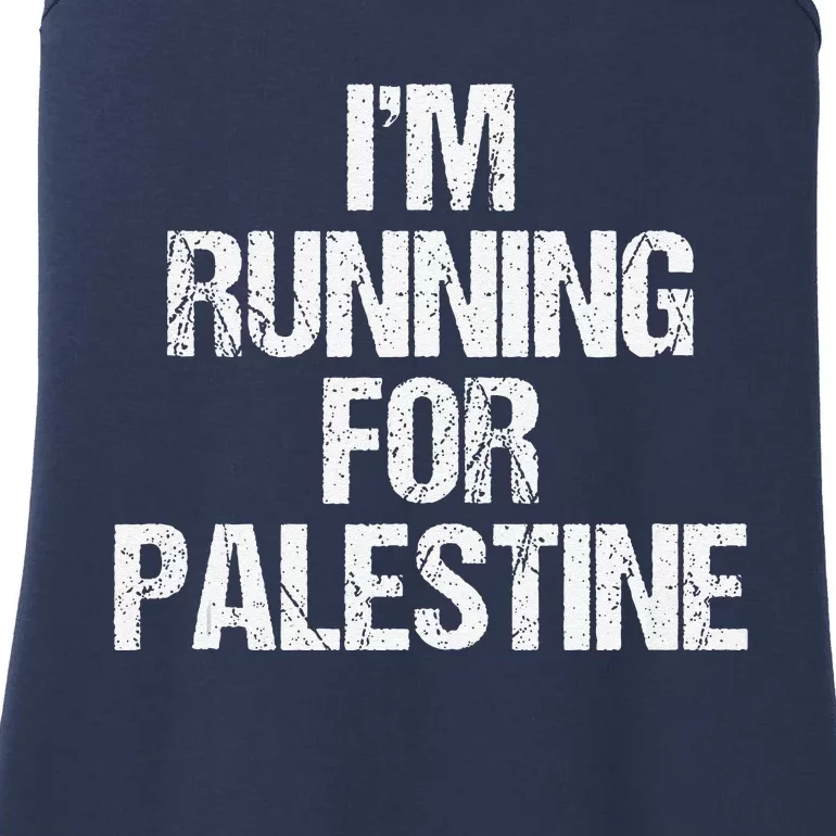 IM Running For Palestine White Letters Ladies Essential Tank