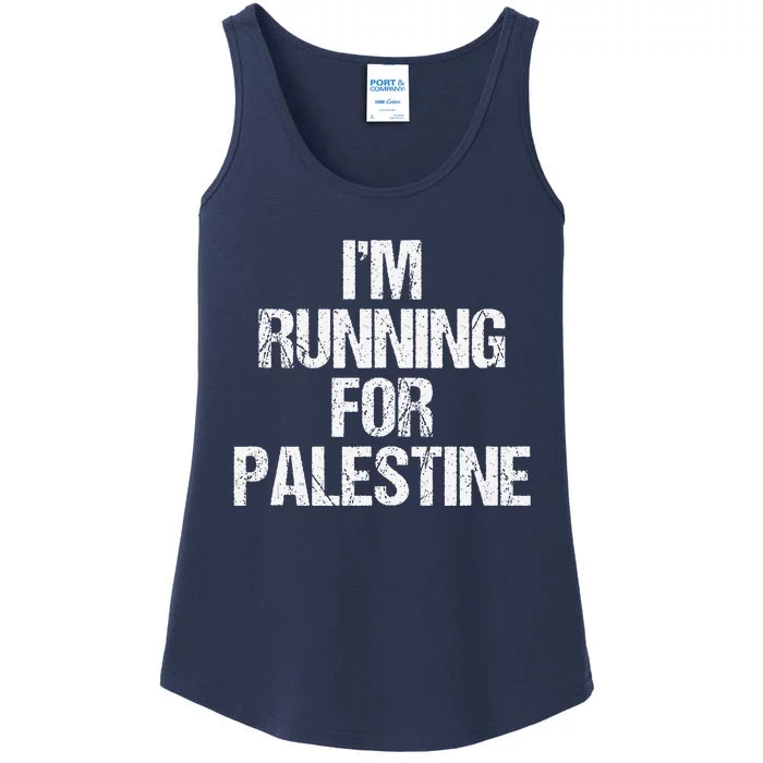 IM Running For Palestine White Letters Ladies Essential Tank