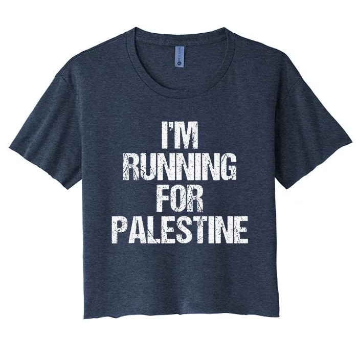 IM Running For Palestine White Letters Women's Crop Top Tee