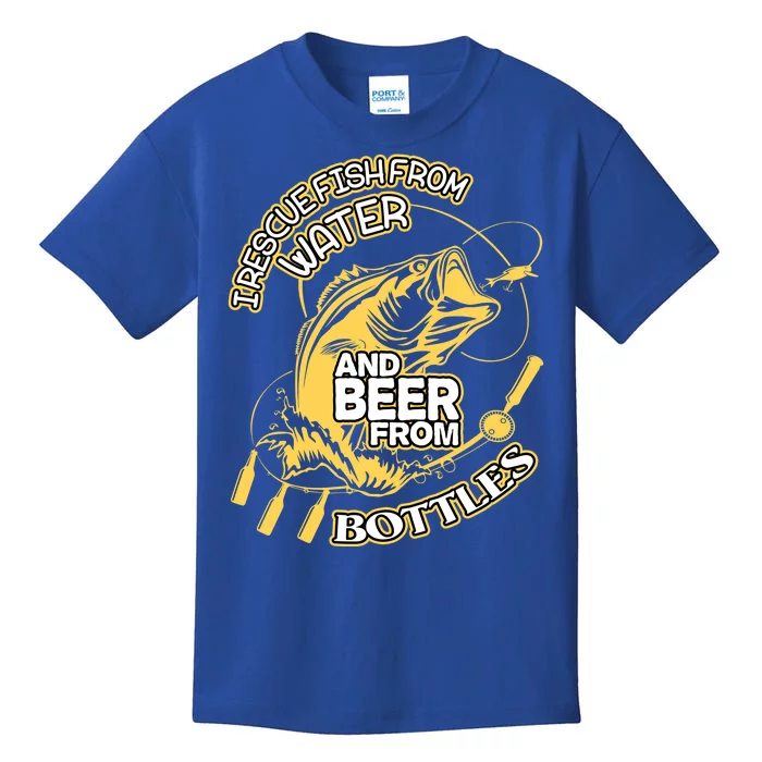 I Rescue Fish From Water And Beer From Bottles Funny Gift Kids T-Shirt