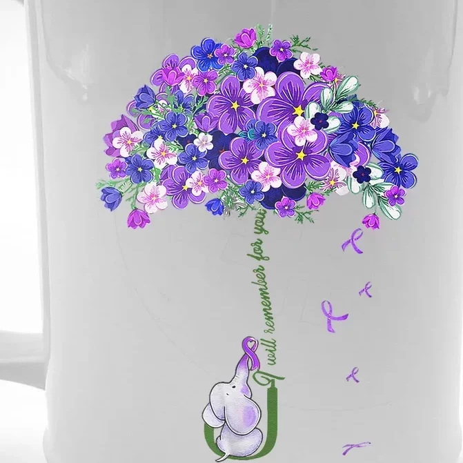 ILl Remember For You Purple Elephant AlzheimerS Awareness Front & Back Beer Stein