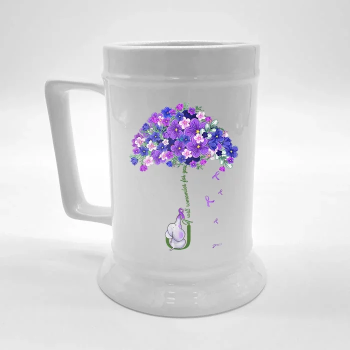 ILl Remember For You Purple Elephant AlzheimerS Awareness Front & Back Beer Stein