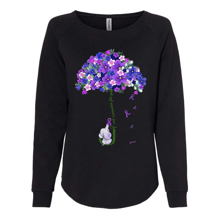 ILl Remember For You Purple Elephant AlzheimerS Awareness Womens California Wash Sweatshirt