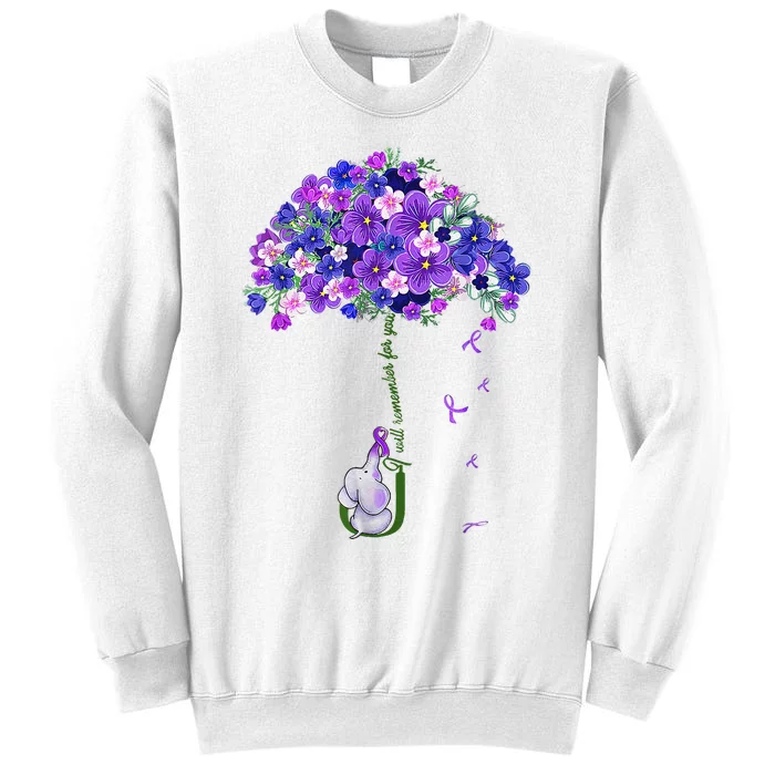 ILl Remember For You Purple Elephant AlzheimerS Awareness Sweatshirt