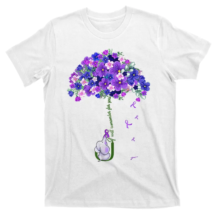 ILl Remember For You Purple Elephant AlzheimerS Awareness T-Shirt