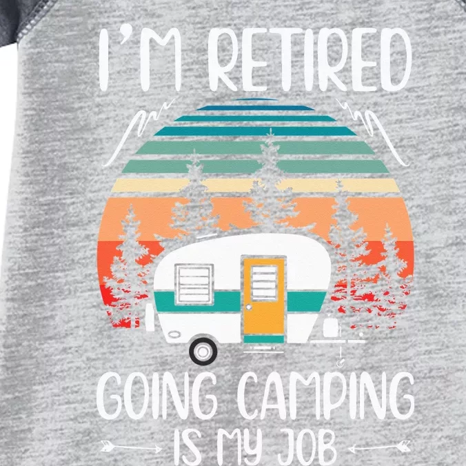 Im Retired Going Camping Is My Job Funny Retirement Camper Infant Baby Jersey Bodysuit