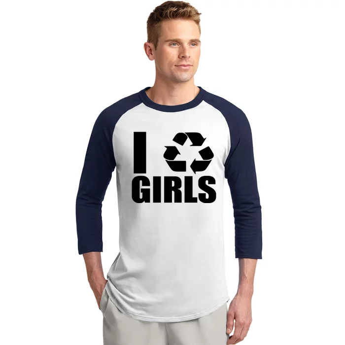 I Recycle Girls Funny Baseball Sleeve Shirt