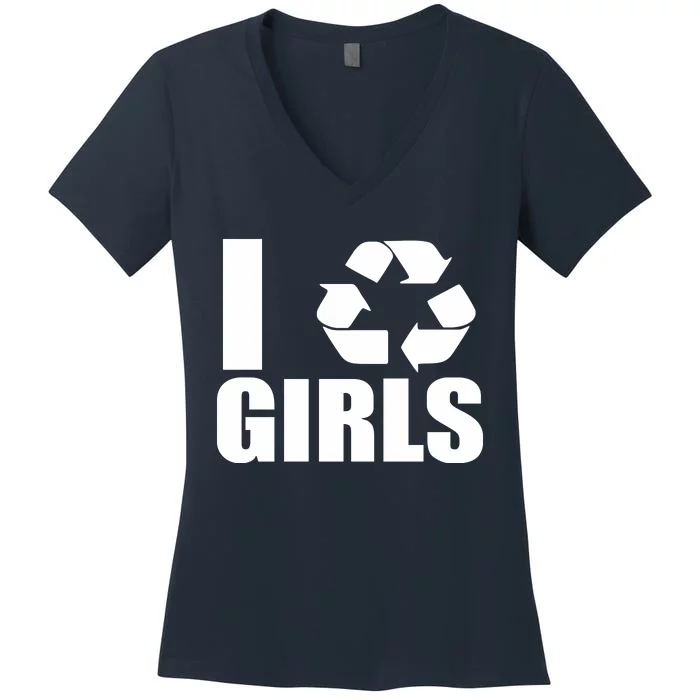 I Recycle Girls Funny Women's V-Neck T-Shirt