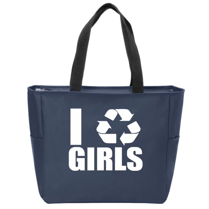 I Recycle Girls Funny Zip Tote Bag