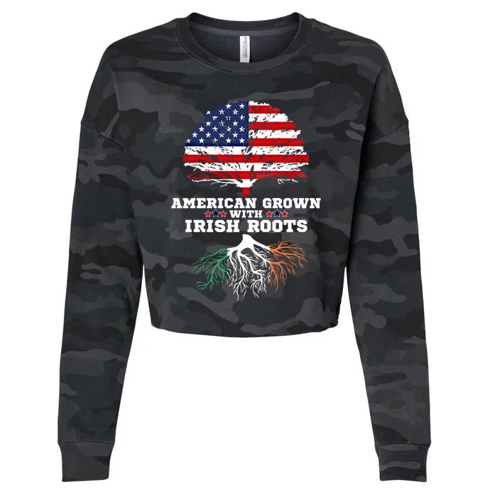 Ireland Roots Gift American Grown Irish Roots Ireland Cute Gift Cropped Pullover Crew