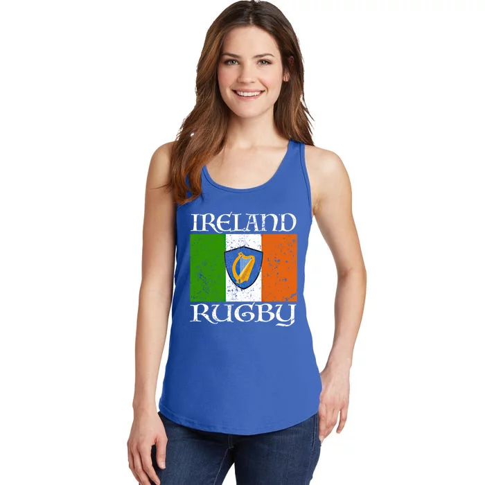 Ireland Rugby Gift Vintage Irish Flag Rugby Fan Gift Idea Ladies Essential Tank