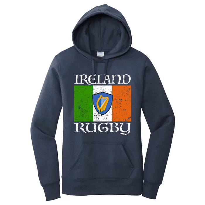 Ireland Rugby Gift Vintage Irish Flag Rugby Fan Gift Idea Women's Pullover Hoodie