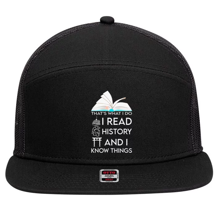 I Read History And Know Things Cute Book Lovers 7 Panel Mesh Trucker Snapback Hat