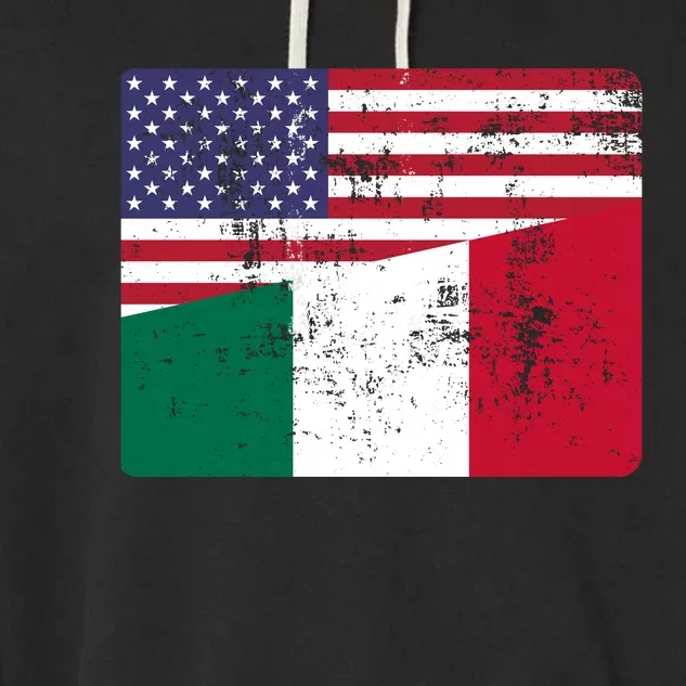 ITALIAN ROOTS Half American Flag USA ITALY FLAG Garment-Dyed Fleece Hoodie