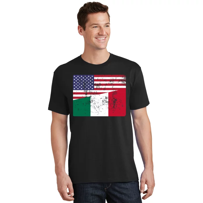 ITALIAN ROOTS Half American Flag USA ITALY FLAG T-Shirt