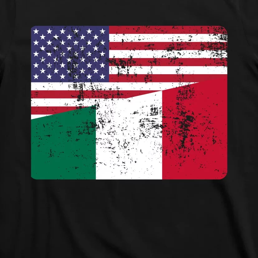 ITALIAN ROOTS Half American Flag USA ITALY FLAG T-Shirt