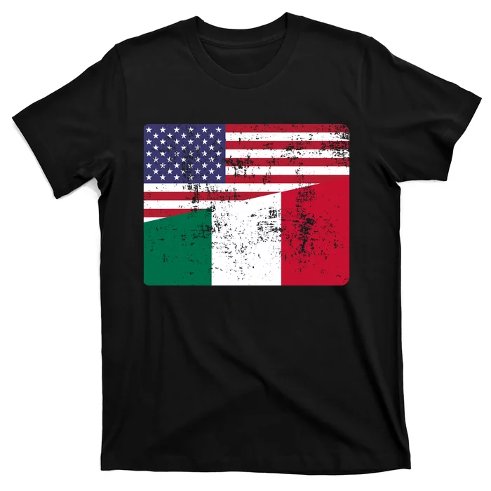 ITALIAN ROOTS Half American Flag USA ITALY FLAG T-Shirt