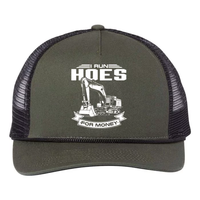 I Run Hoes For Moneys Construction Workers Funny Retro Rope Trucker Hat Cap