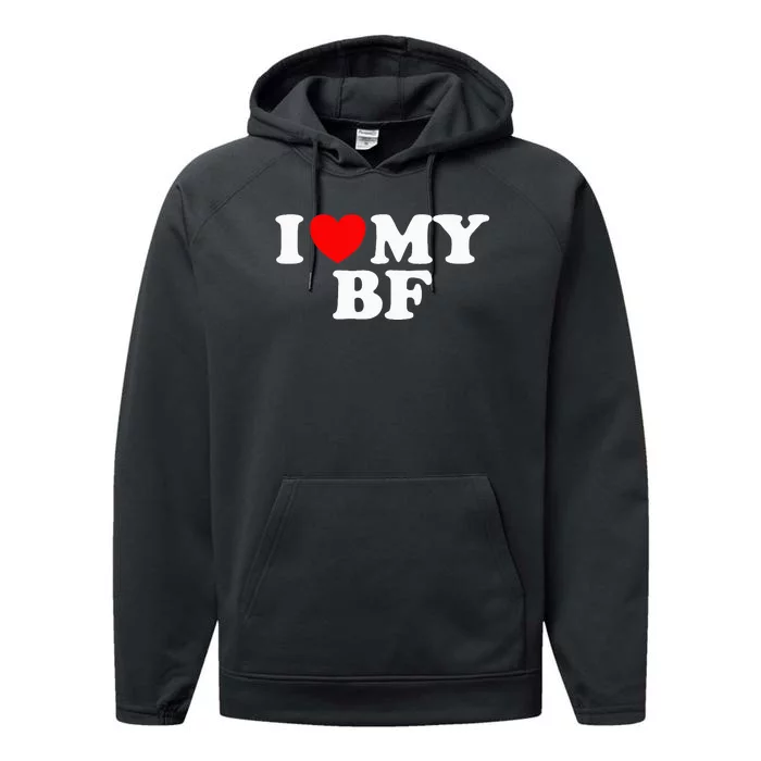 I Red Heart My Boyfriend Bf I Love My Boyfriend Performance Fleece Hoodie