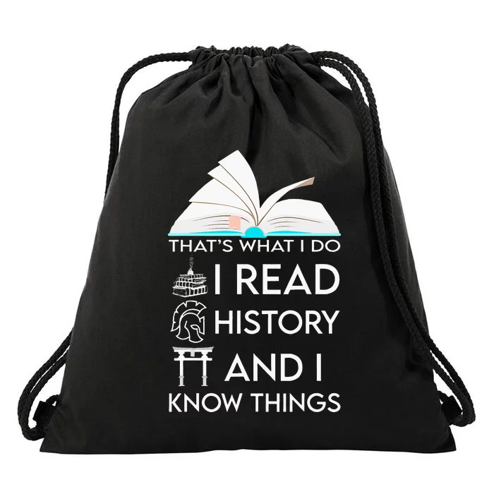 I Read History And Know Things Cute Book Lovers Drawstring Bag