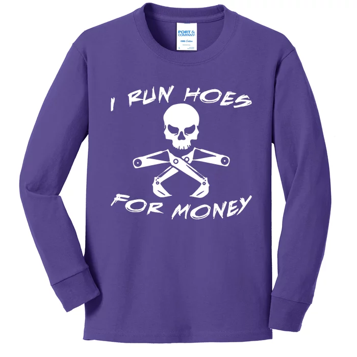 I Run Hoes For Money Kids Long Sleeve Shirt