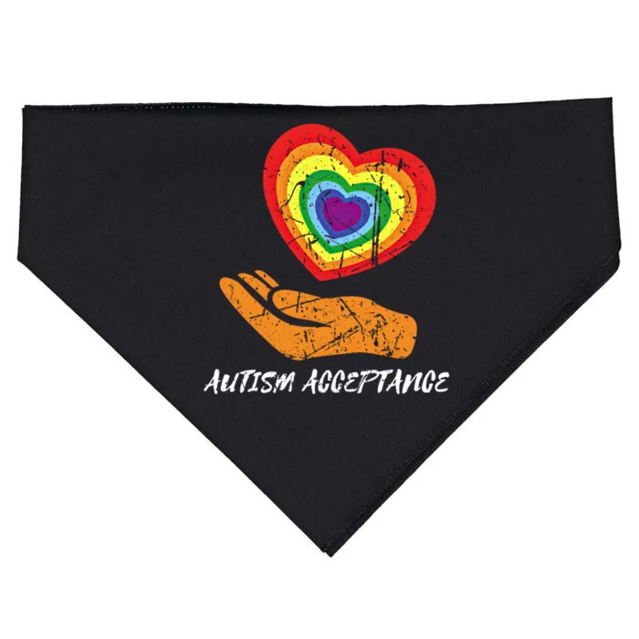 Infinity Rainbow Heart Design Acceptance Utism Gift USA-Made Doggie Bandana