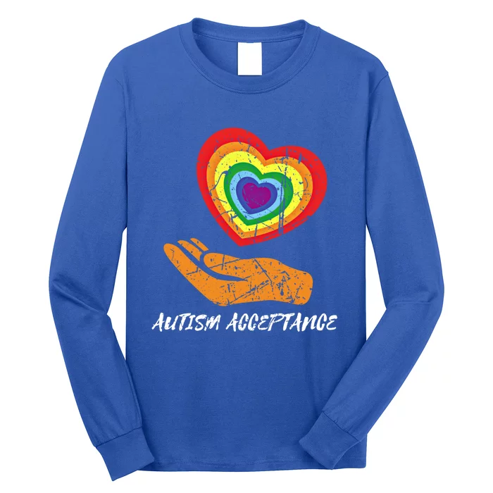 Infinity Rainbow Heart Design Acceptance Utism Gift Long Sleeve Shirt