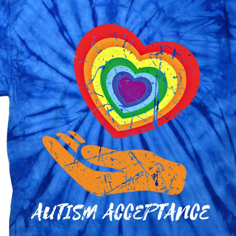 Infinity Rainbow Heart Design Acceptance Utism Gift Tie-Dye T-Shirt