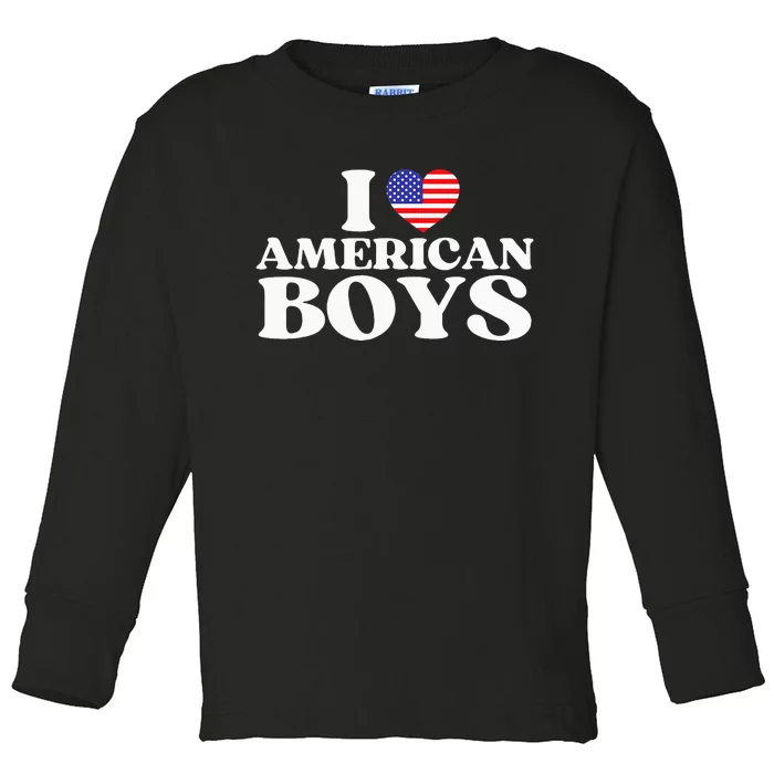 I Red Heart Usa America Toddler Long Sleeve Shirt