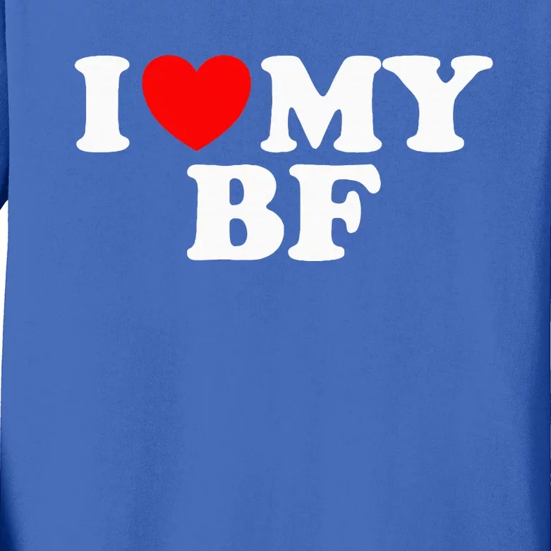 I Red Heart My Boyfriend Bf I Love My Boyfriend Kids Long Sleeve Shirt