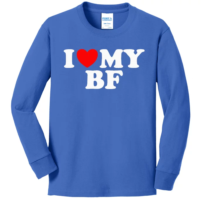 I Red Heart My Boyfriend Bf I Love My Boyfriend Kids Long Sleeve Shirt