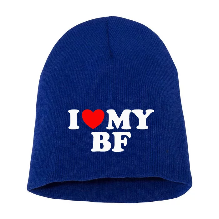 I Red Heart My Boyfriend Bf I Love My Boyfriend Short Acrylic Beanie