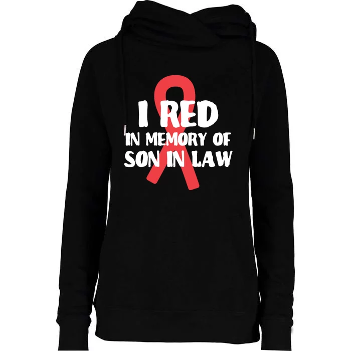 I Red In Memory Of Son In Law T S Womens Funnel Neck Pullover Hood