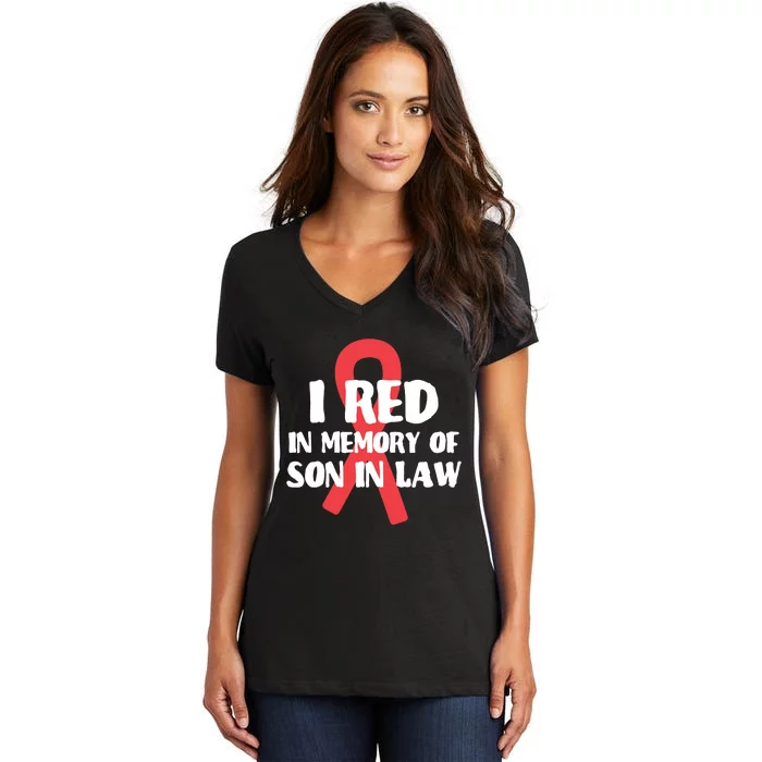 I Red In Memory Of Son In Law T S Women's V-Neck T-Shirt