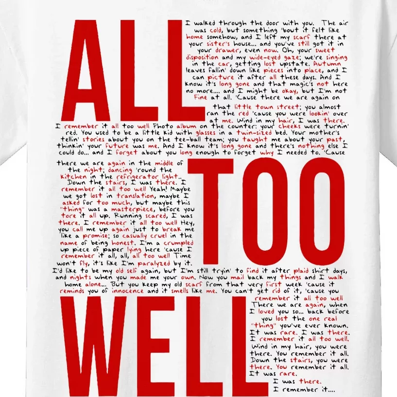 I Remember It All Too Well Kids T-Shirt