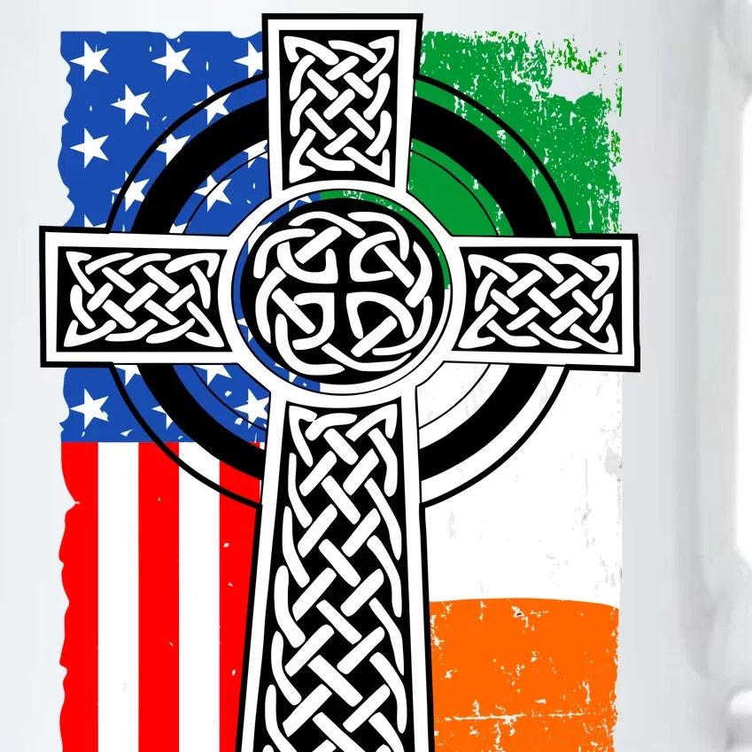 Irish American USA Flag Celtic Cross St Patrick's Day Black Color Changing Mug